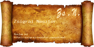 Zsigrai Nesztor névjegykártya
